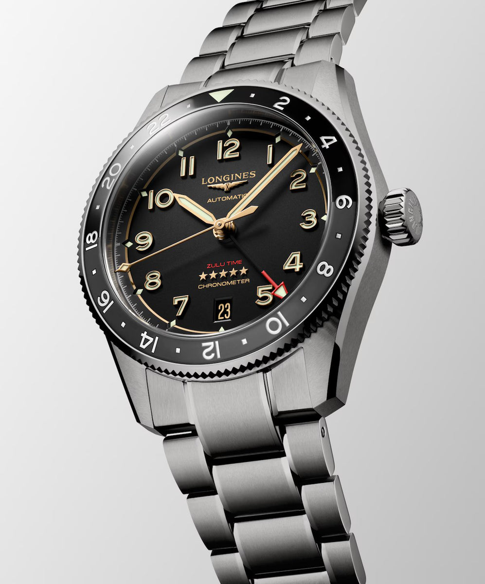 Relógio Longines SPIRIT ZULU TIME 39mm GMT L3.802.1.53.6 Titânio