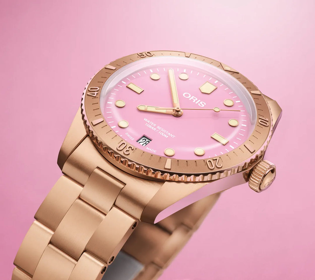 Relógio Oris 01 733 7771 3158-07 8 19 15 Divers Sixty‑Five 'Cotton Candy' 38mm Unissex