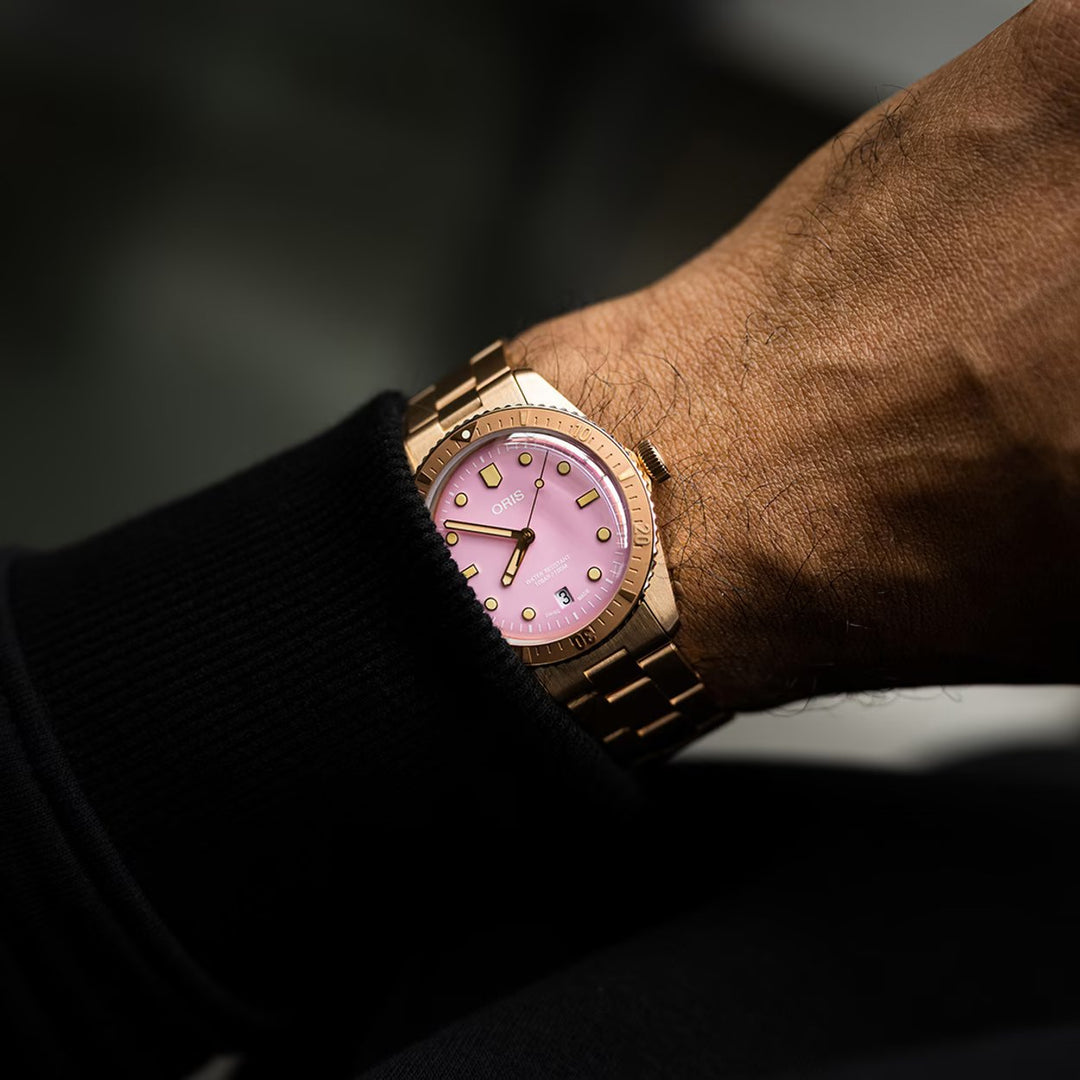 Relógio Oris 01 733 7771 3158-07 8 19 15 Divers Sixty‑Five 'Cotton Candy' 38mm Unissex