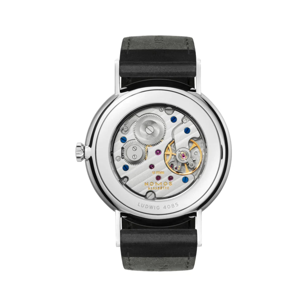 Relógio NOMOS Glashütte Ludwig 38mm White Silver-Plated on Leather Strap 234