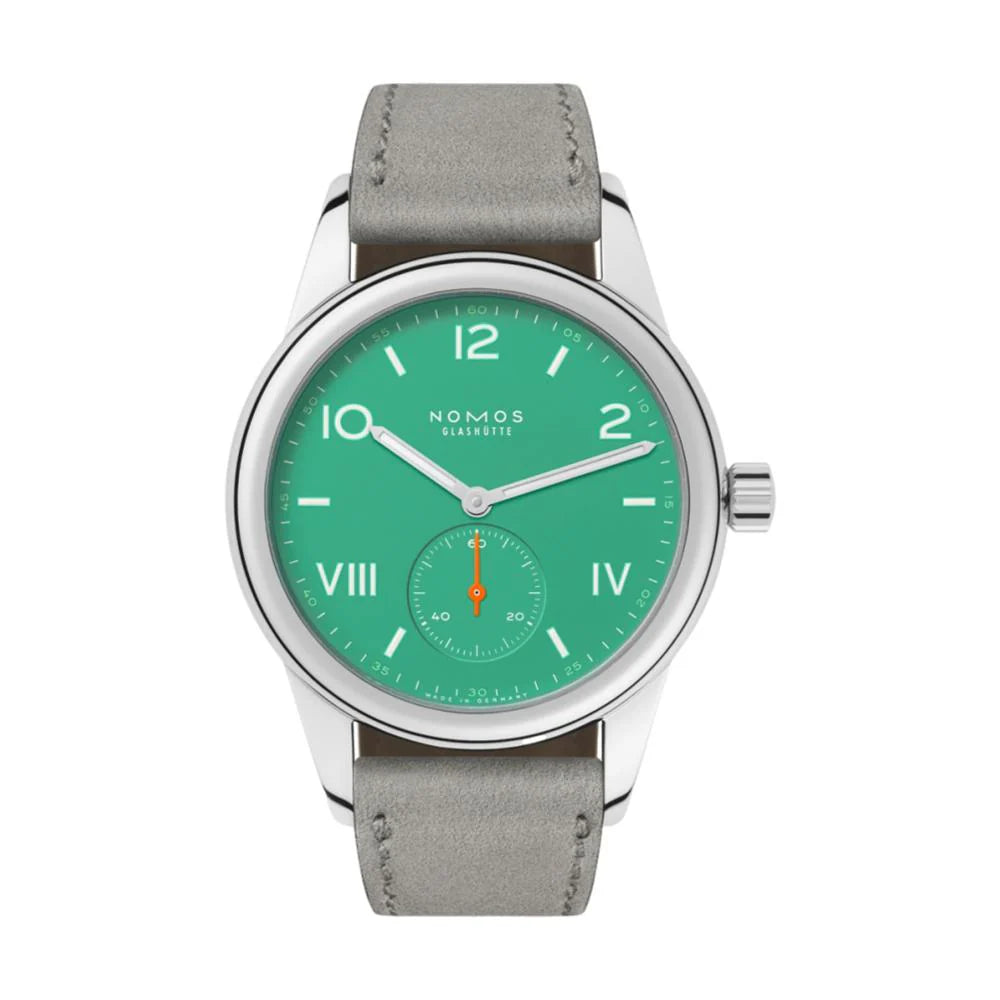 Relógio Feminino NOMOS Glashütte Club Campus 36mm Electric Green on Leather Strap 715