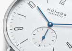 Carregue a imagem no visualizador da Galeria, Relógio NOMOS Glashütte Tangente Date 38mm White Silver-Plated on Leather Strap 130