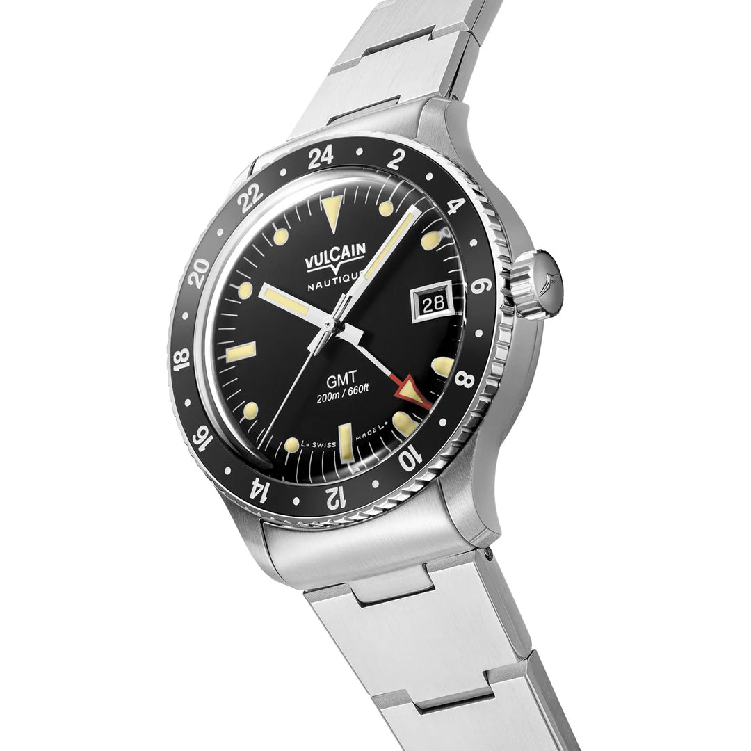 Relógio Vulcain 680174A07.BHM286 Skindiver GMT - Black Luminova Beige Automático