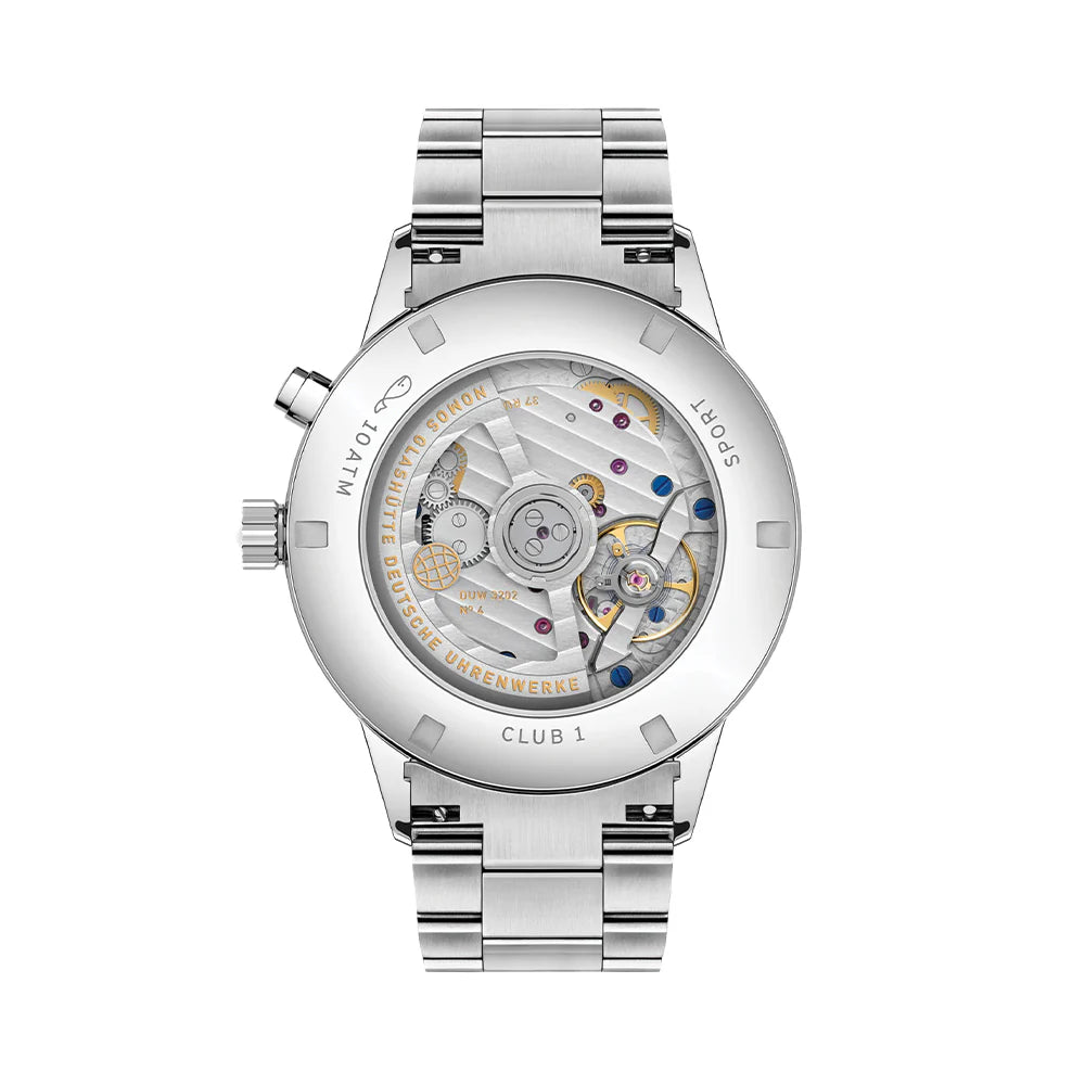 Relógio NOMOS Glashütte Club Sport Neomatik Worldtimer 40mm Silver on Bracelet 791