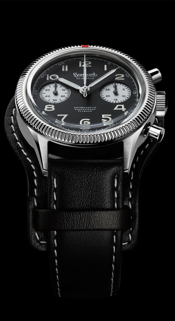 Relógio Hanhart 417 ES 1954 Flyback Reverse Panda, 39 mm H701.211-