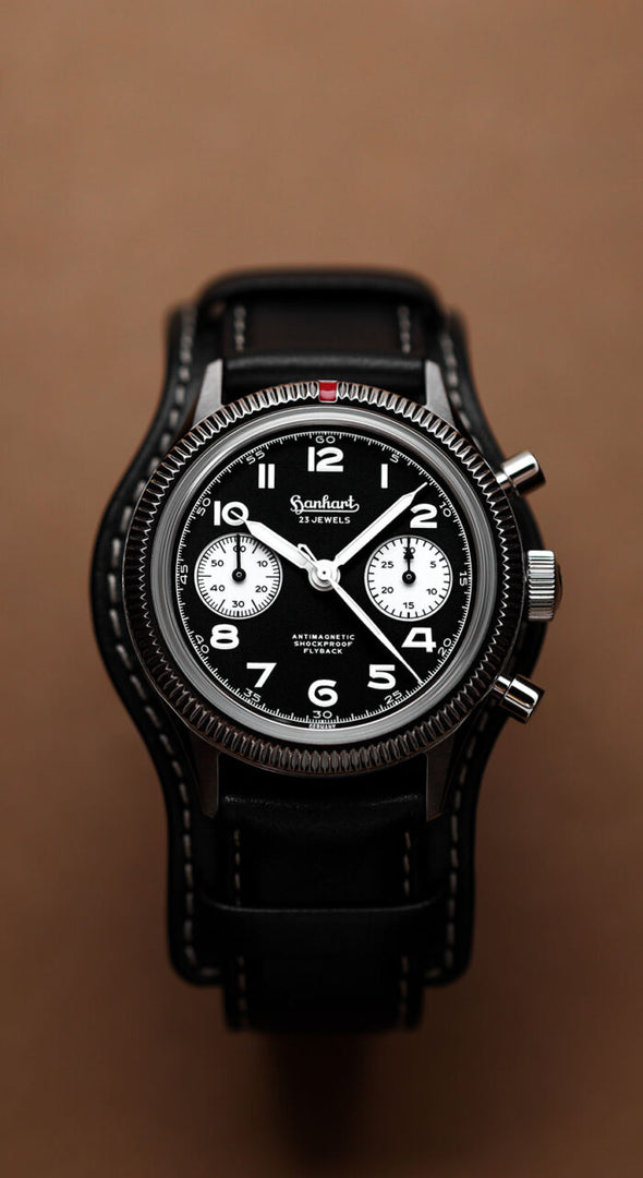 Relógio Hanhart 417 ES 1954 Flyback Reverse Panda, 39 mm H701.211-