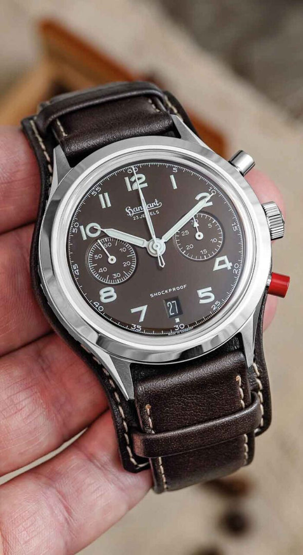 Relógio Hanhart 417 ES Mocha Flyback Date, 42 mm H721L.282-