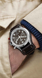 Carregue a imagem no visualizador da Galeria, Relógio Hanhart 417 ES Mocha Flyback Date, 42 mm H721L.282-