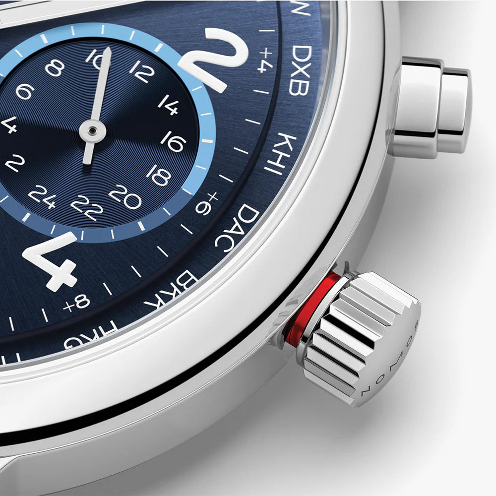 Relógio NOMOS Glashütte Club Sport Neomatik Worldtimer 40mm Blue on Bracelet 790