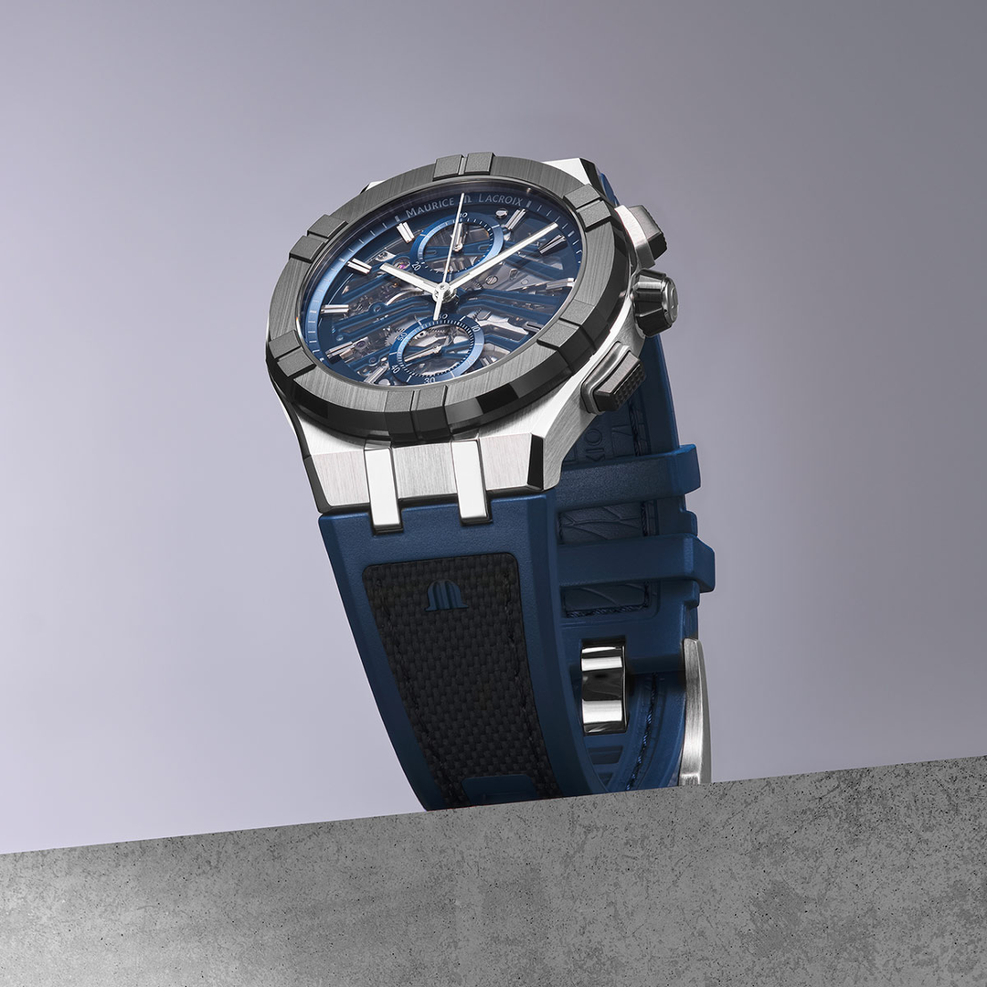 Relógio Maurice Lacroix AIKONIC AUTOMÁTICO CHRONOGRAPH SKELETON AC8018-SSL20-030-4