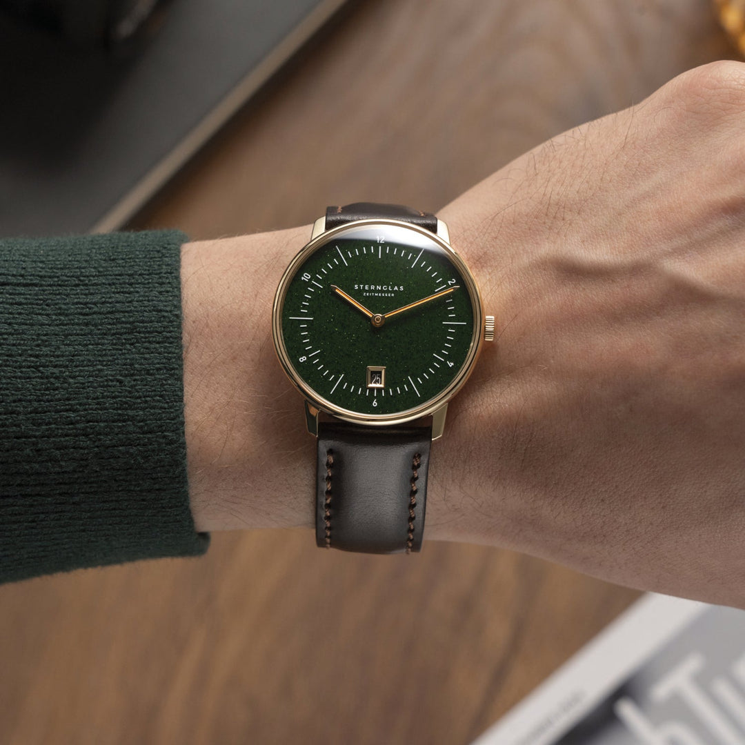 Relógio STERNGLAS Naos Edition Aventurine 38 mm S01-NAN41-BR01 Quartzo