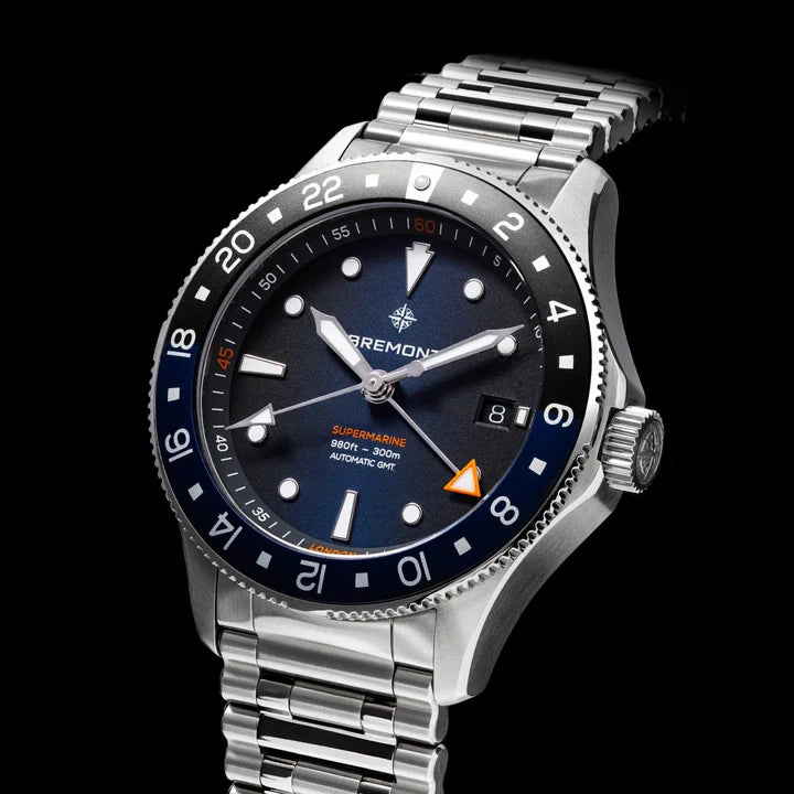 Relógio Bremont Supermarine 300M GMT, 'Glacier' Blue