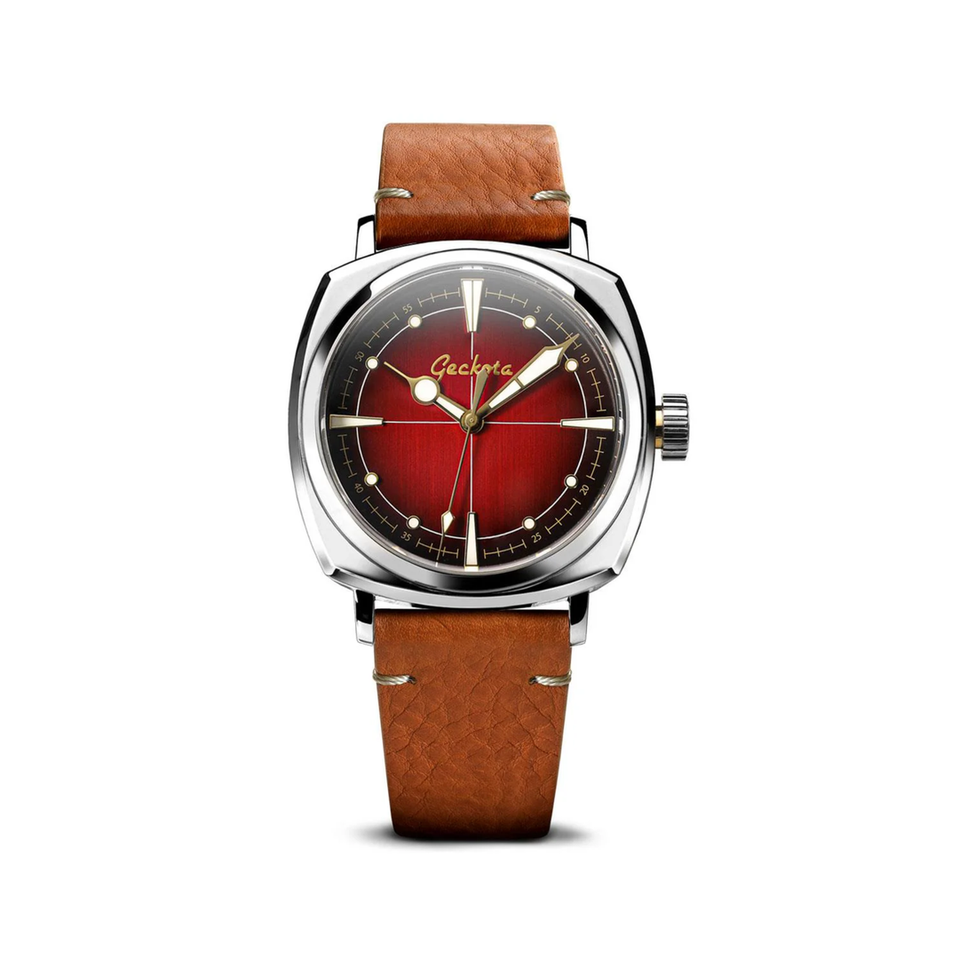 Relógio Geckota Pioneer Automatic Watch Brushed Red Dial
