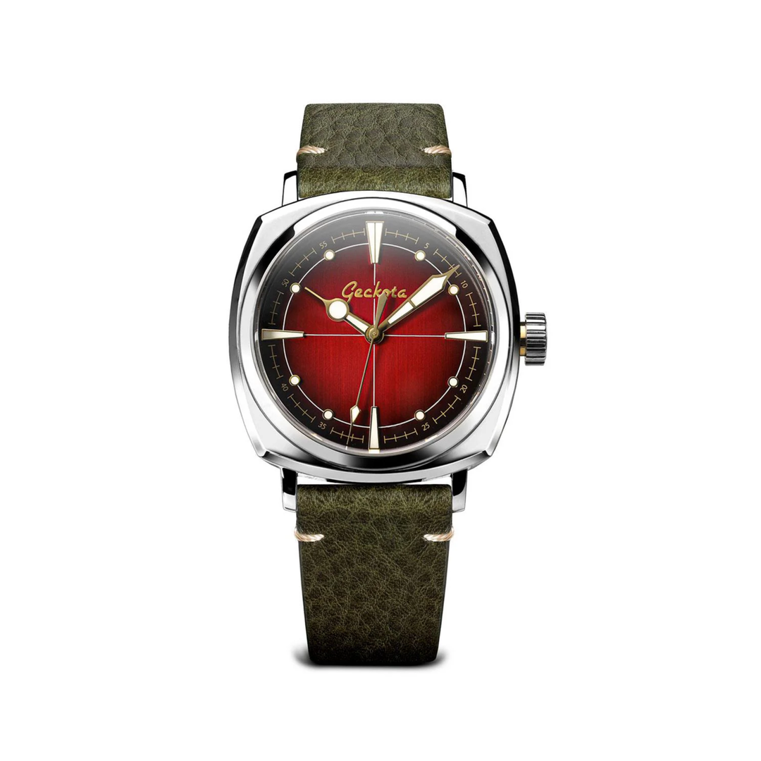 Relógio Geckota Pioneer Automatic Watch Brushed Red Dial