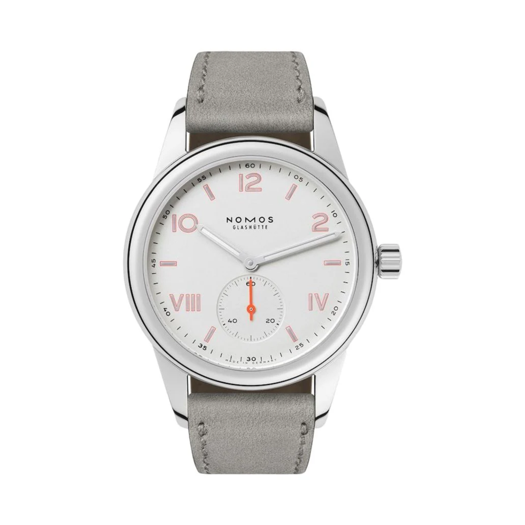 Relógio Feminino NOMOS Glashütte Club Campus 36mm White Silver-Plated on Leather Strap 708