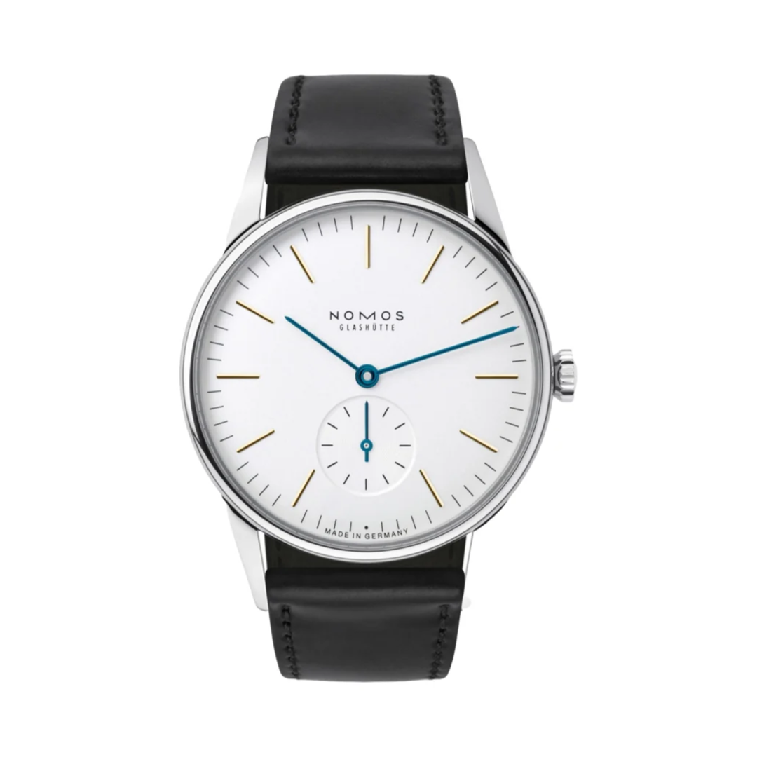 Relógio NOMOS Glashütte Orion 35mm White Silver-Plated on Leather Strap 309