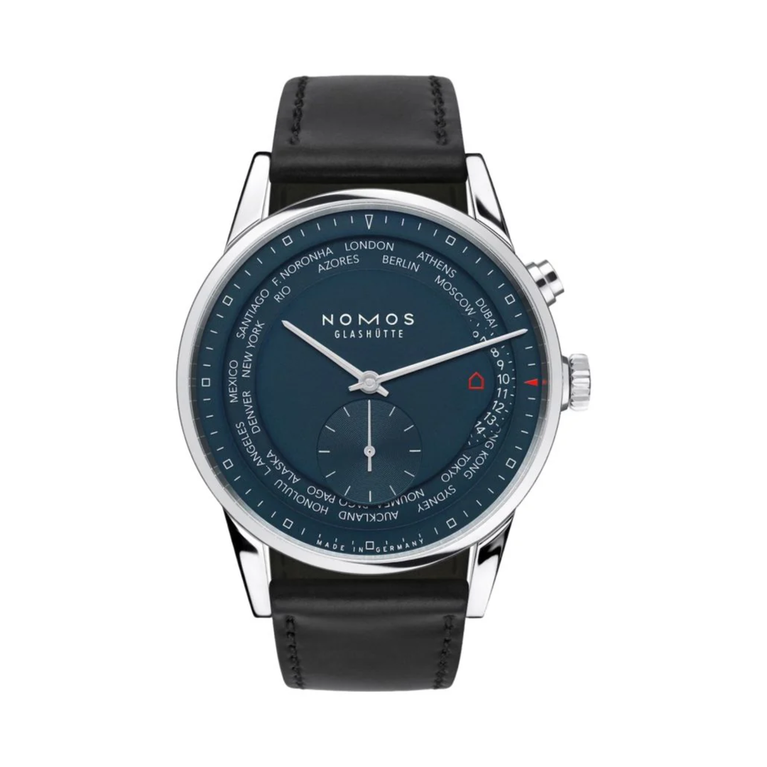 Relógio NOMOS Glashütte Zürich World Time 40mm Midnight Blue on Strap 807