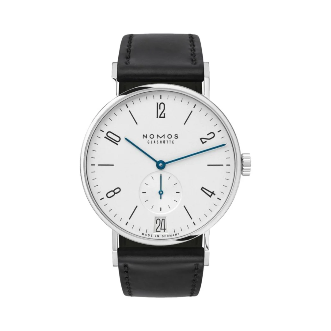 Relógio NOMOS Glashütte Tangente Date 38mm White Silver-Plated on Leather Strap 130