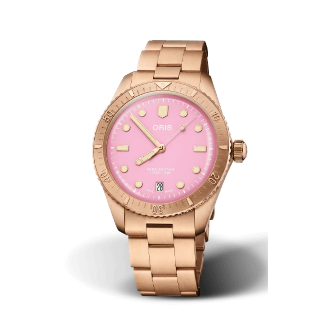 Relógio Oris 01 733 7771 3158-07 8 19 15 Divers Sixty‑Five 'Cotton Candy' 38mm Unissex