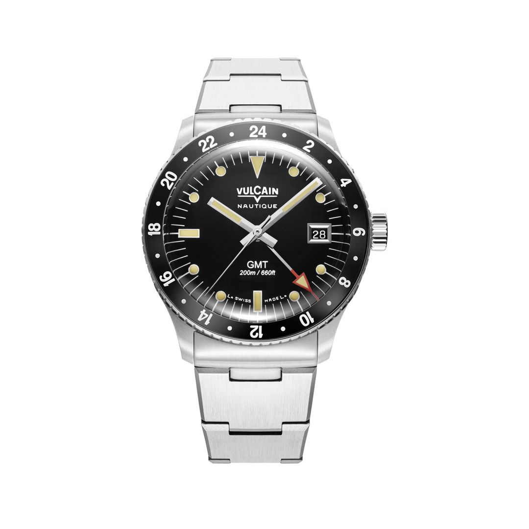 Relógio Vulcain 680174A07.BHM286 Skindiver GMT - Black Luminova Beige Automático