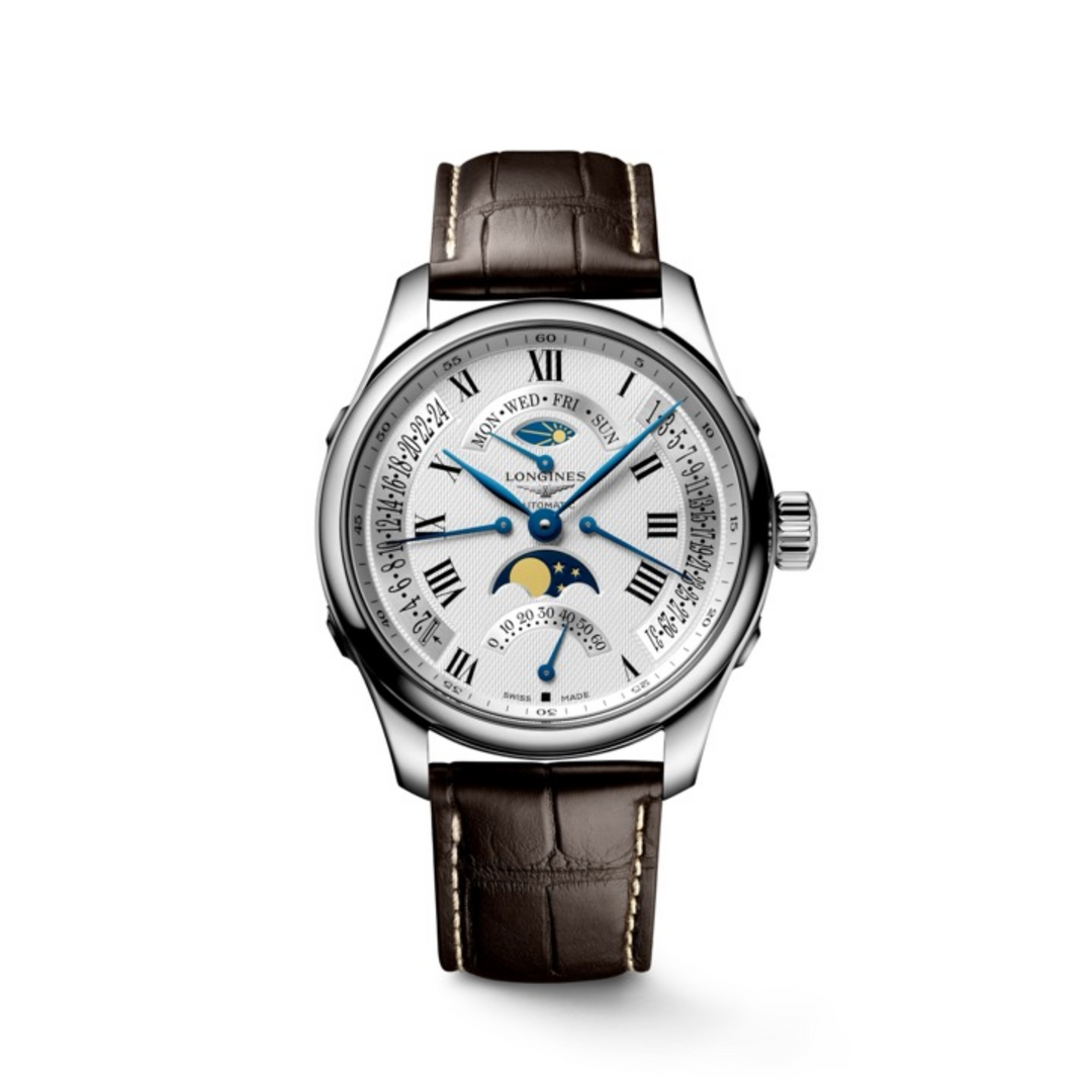 Relógio Longines L2.739.4.71.3 Master Collection Moonphase Retrograde 44mm