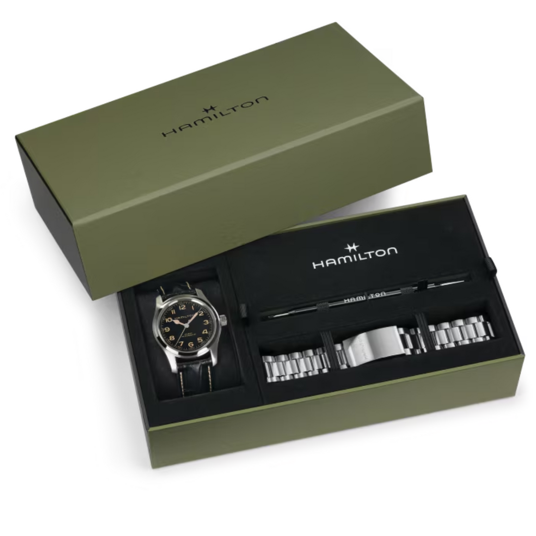 Relógio Hamilton Khaki Field Murph Automático 42mm Bracelet Bundle H70605732