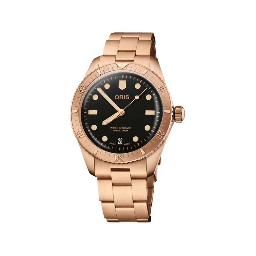 Relógio Oris 01 733 7771 3154-07 8 19 15 Divers Sixty‑Five Date Cotton Candy Sepia