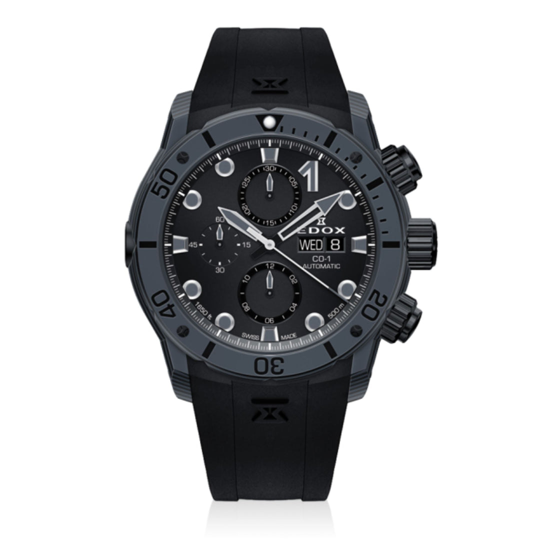Relógio Edox CO-1 CO-1 CARBON CHRONOGRAPH 01125-CLNGN-NING - Automático 45mm