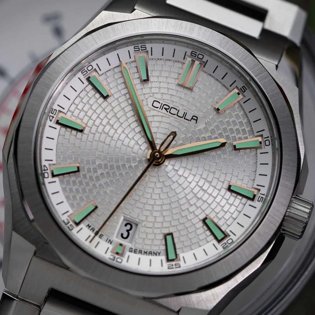 Relógio Circula Steel sports watch Facet Silver - Suede Strap FS-SV-WG