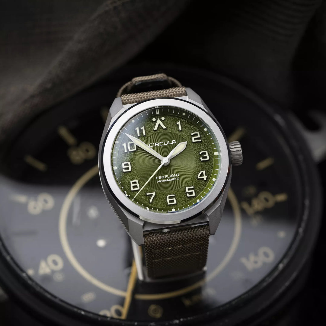 Relógio Circula Pilot watch ProFlight Green PF-SS-PU