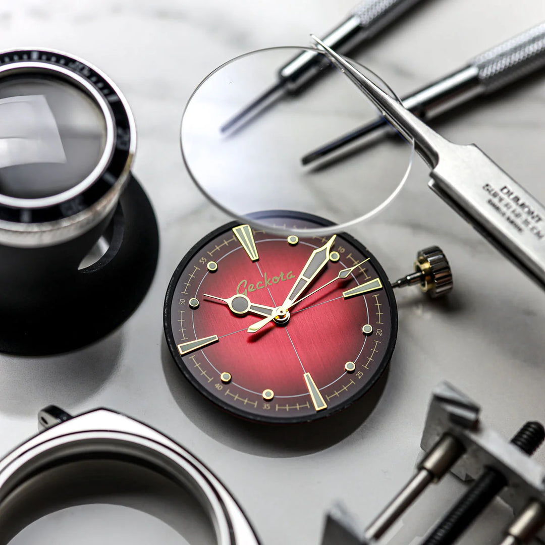 Relógio Geckota Pioneer Automatic Watch Brushed Red Dial