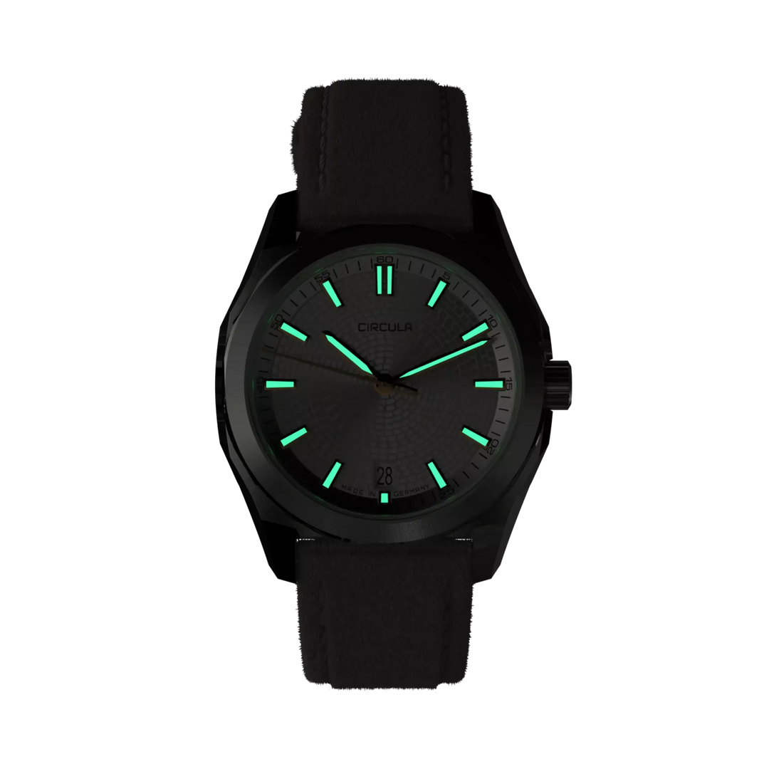 Relógio Circula Steel sports watch Facet Silver - Suede Strap FS-SV-WG