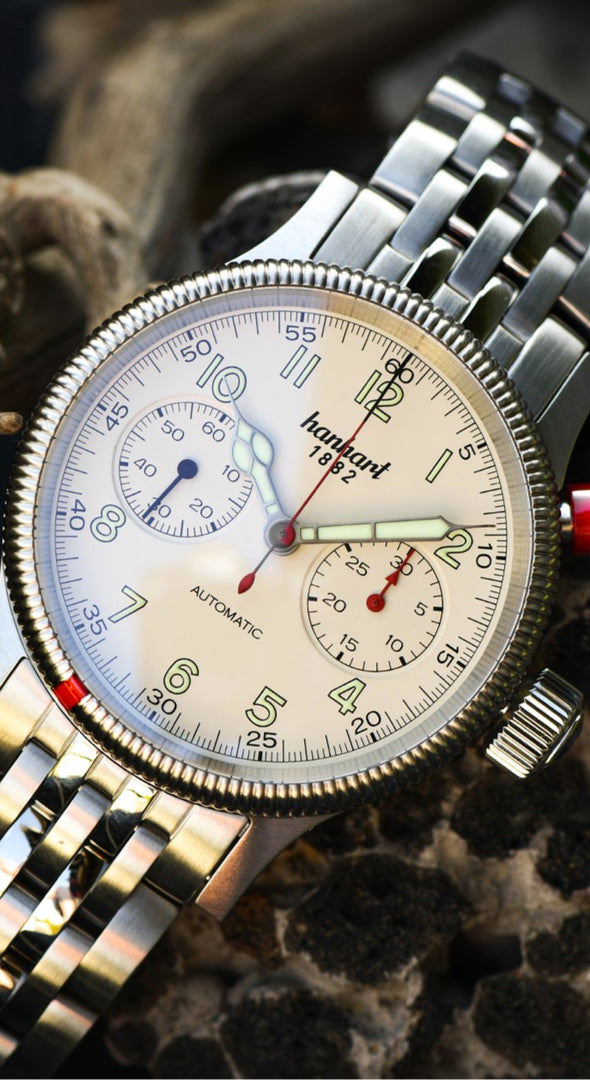 Relógio Hanhart PIONEER Mk I antique white, 40 mm 714.200-6428