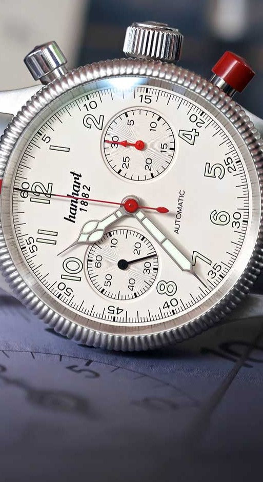 Relógio Hanhart PIONEER Mk II antique white, 40 mm 716.200-6428