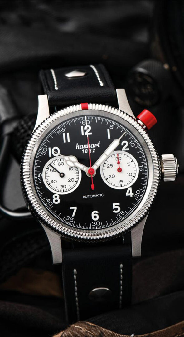 Relógio Hanhart PIONEER Mk I Reverse Panda, 40 mm 714.211-