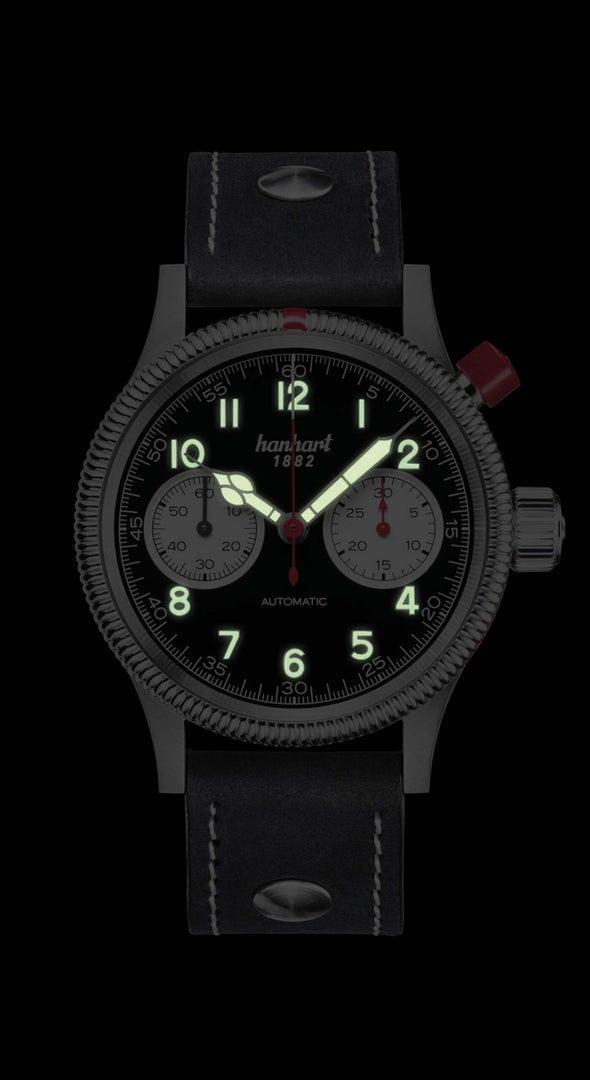 Relógio Hanhart PIONEER Mk I Reverse Panda, 40 mm 714.211-