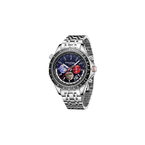 Relógio Swan & Edgar World Timer Mechanical Quartz Steel Blue