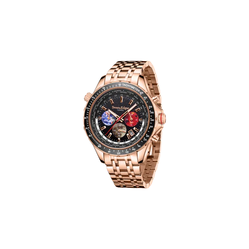 Relógio Swan & Edgar World Timer Mechanical Quartz Rose
