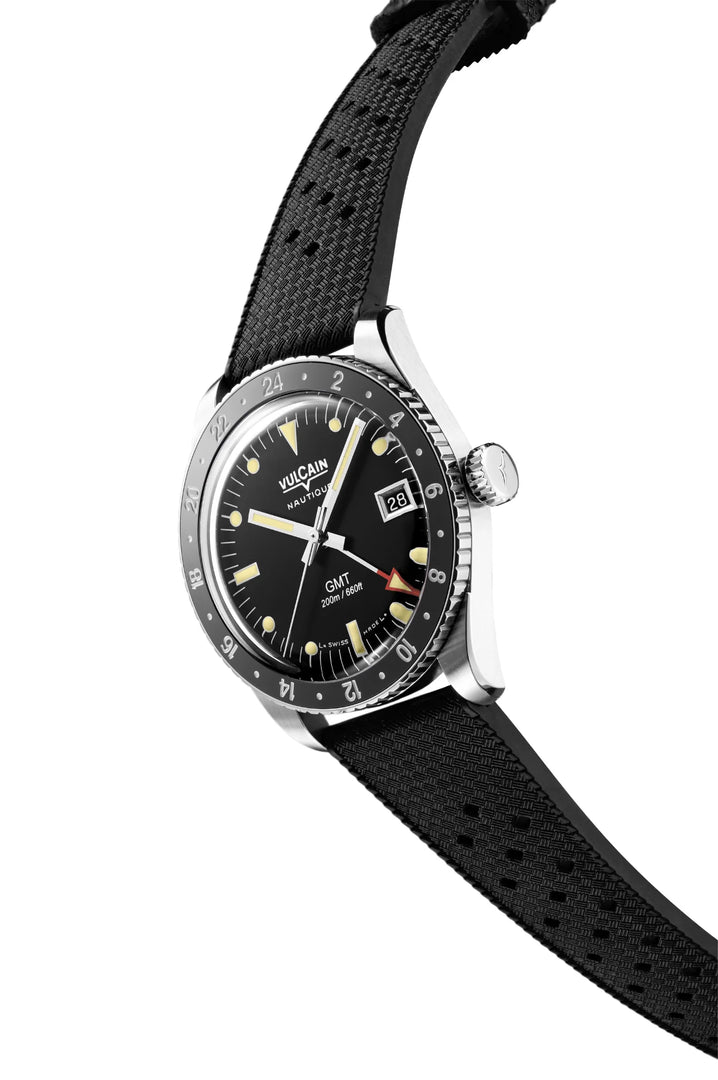 Relógio Vulcain 680174A07.BHM286 Skindiver GMT - Black Luminova Beige Automático