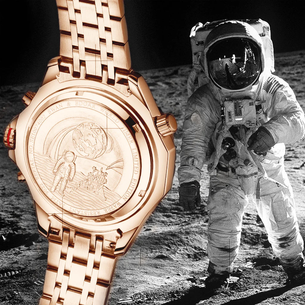 Relógio Swan & Edgar World Timer Mechanical Quartz Rose
