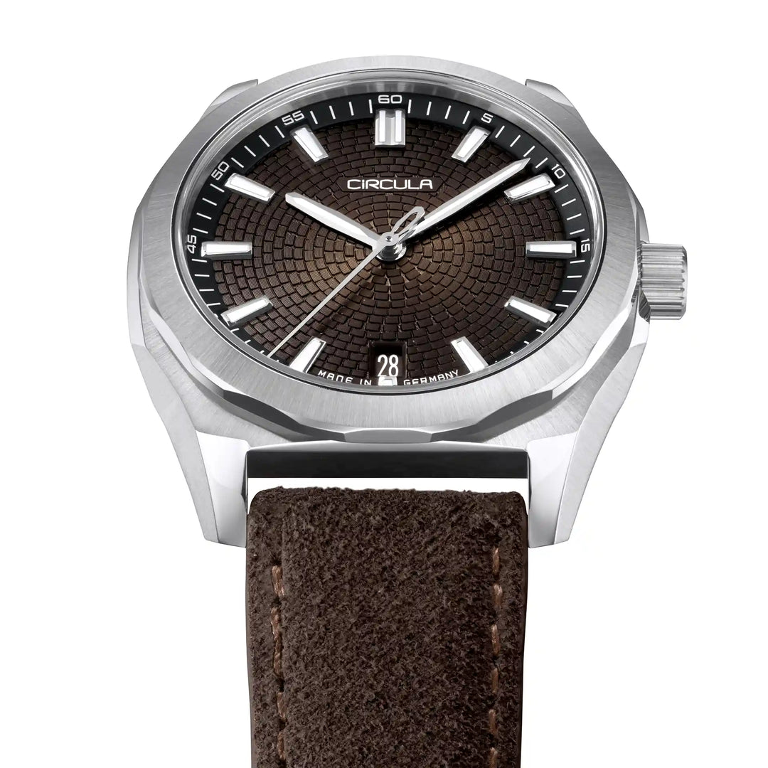 Relógio Circula Steel sports watch Facet Brown - Suede Strap FS-SV-UU