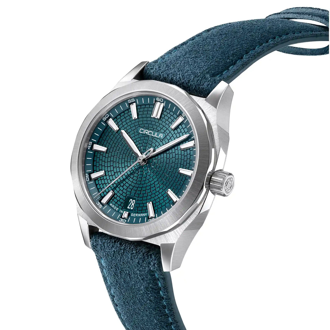 Relógio Circula Steel sports watch Facet Petrol - Suede Strap FS-SV-PP