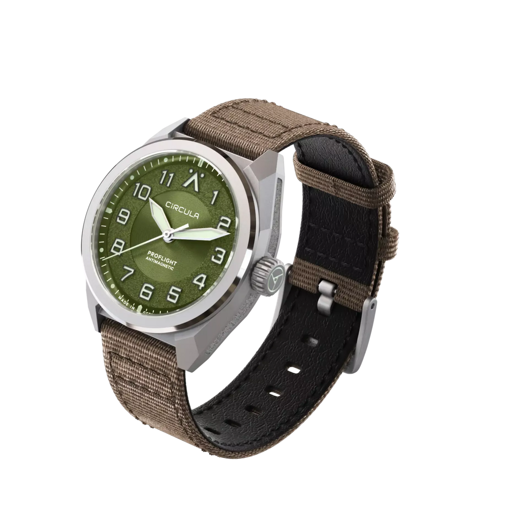 Relógio Circula Pilot watch ProFlight Green PF-SS-PU