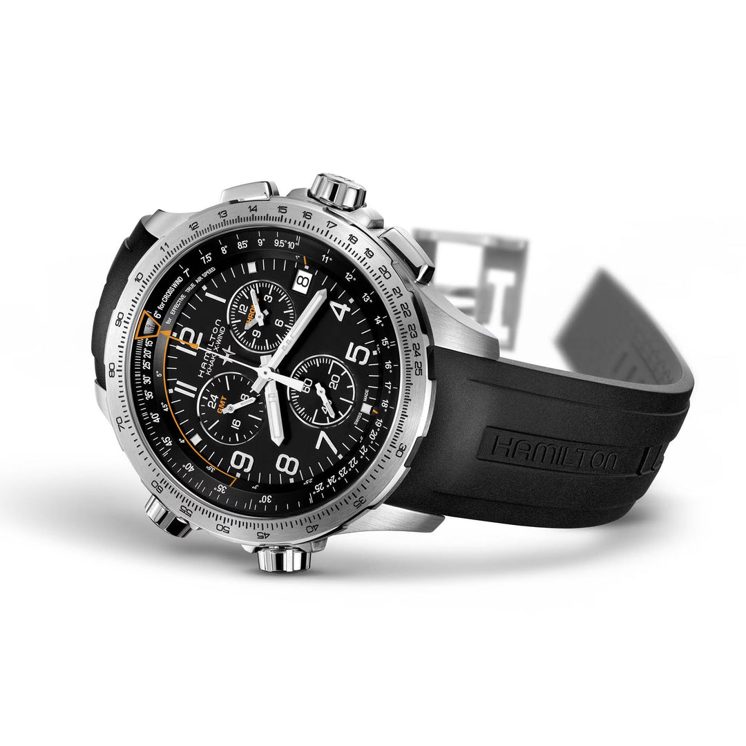 Relógio Hamilton H77912335 Khaki Aviation X-Wind GMT Chrono Quartzo 46mm