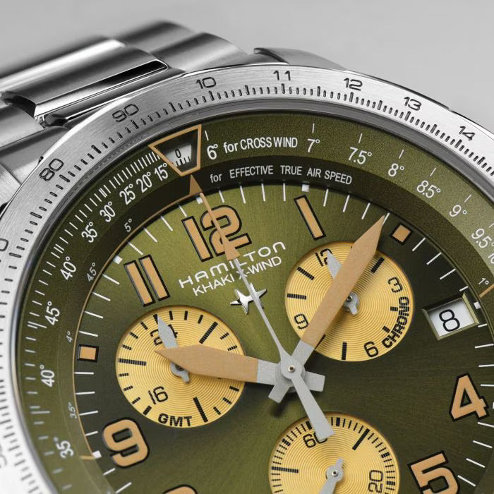 Relógio Hamilton Khaki Aviation X-WIND GMT CHRONO - H77932160 - Quartzo 46mm