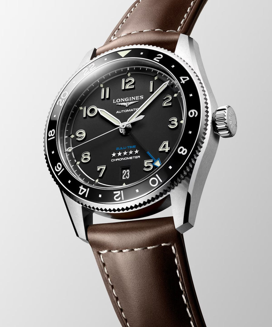Relógio Longines SPIRIT ZULU TIME L3.802.4.53.2 - Automático 39mm - Unissex