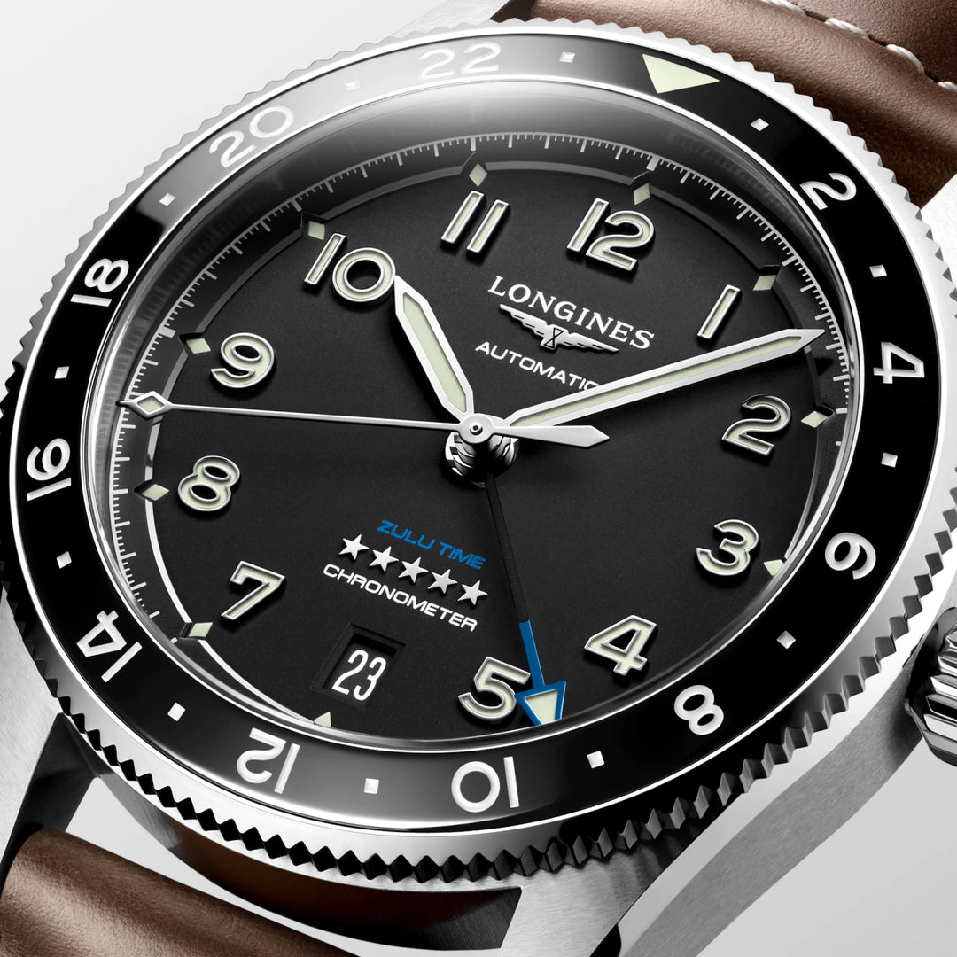 Relógio Longines SPIRIT ZULU TIME L3.802.4.53.2 - Automático 39mm - Unissex