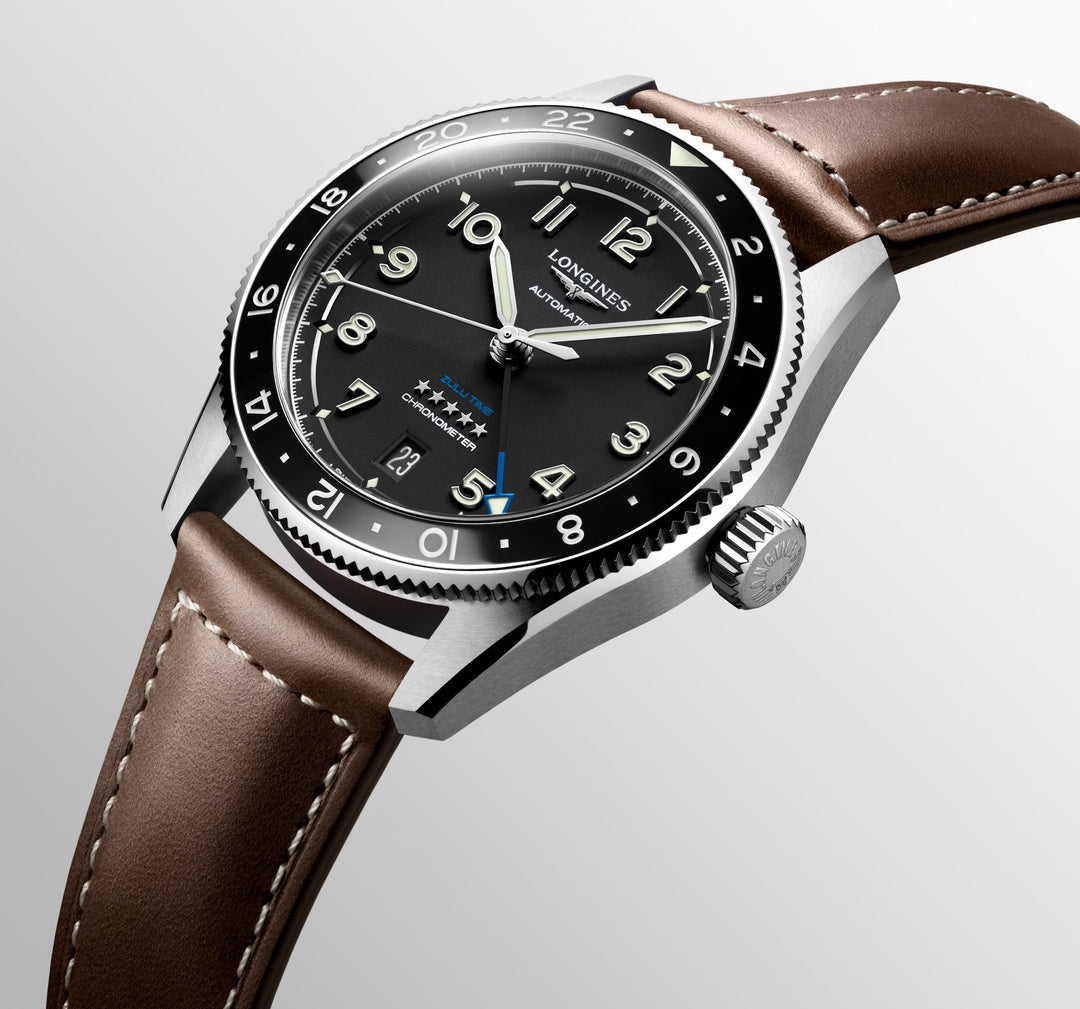 Relógio Longines SPIRIT ZULU TIME L3.802.4.53.2 - Automático 39mm - Unissex