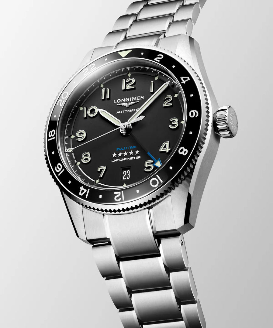 Relógio Longines SPIRIT ZULU TIME L3.802.4.53.6 - Automático 39mm - Unissex