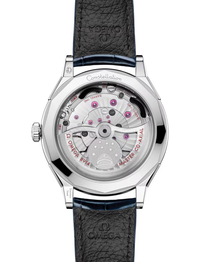 Relógio Omega Constellation Observatory 39.4 mm, O‑MEGASTEEL on alligator 140.13.39.21.03.001